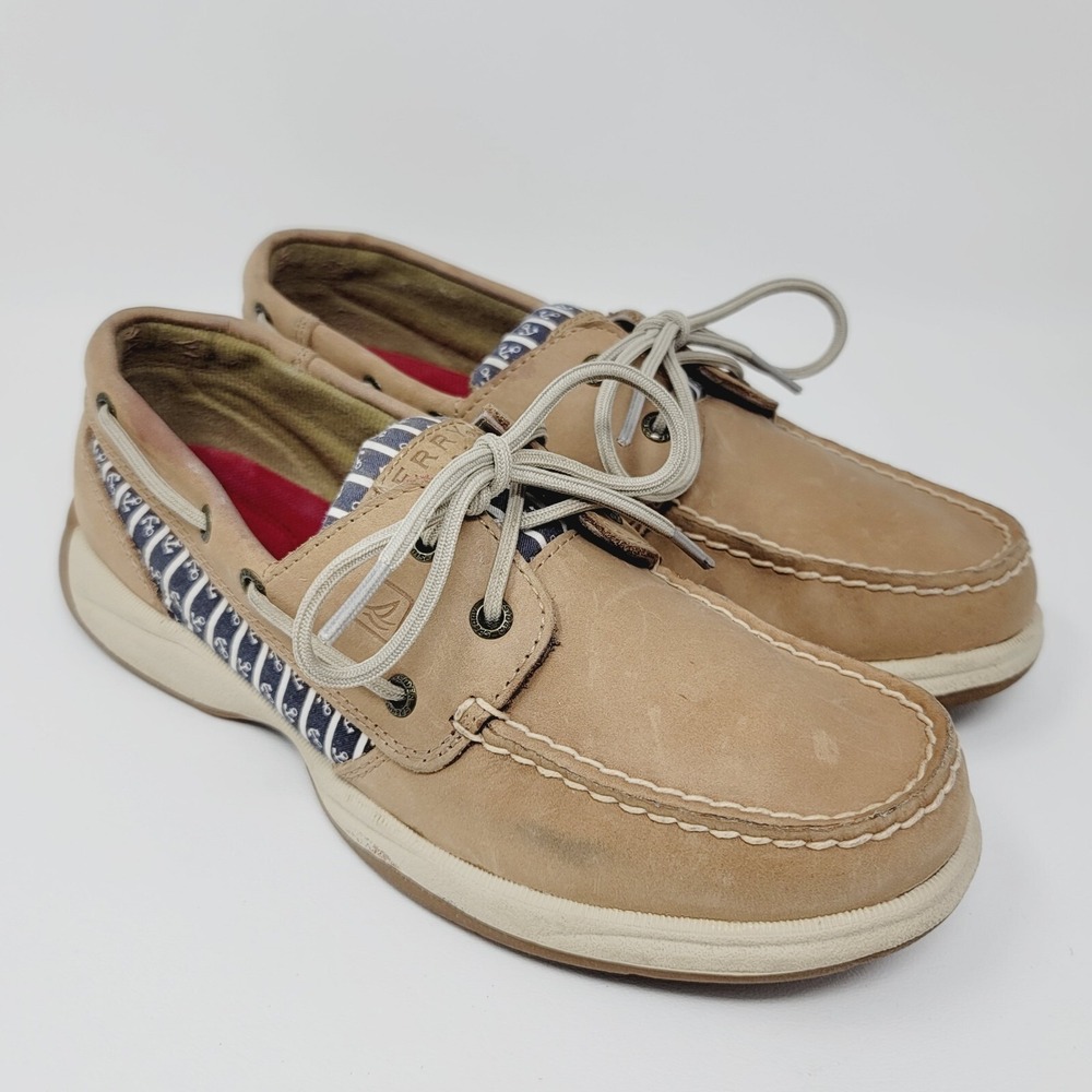 Sperry Top Sider Womens Boat Shoes Size 7.5 Anchor Print Casual Shoes 9778994